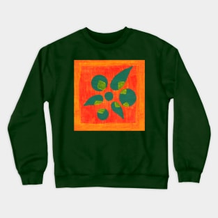 Abstract Flower - Green and Orange Crewneck Sweatshirt